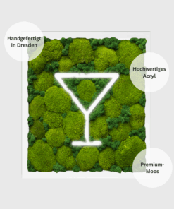 Moosbild Cocktail I Ballenmoos-Mix I Heller Rahmen I Weißer Hintergrund I Lang