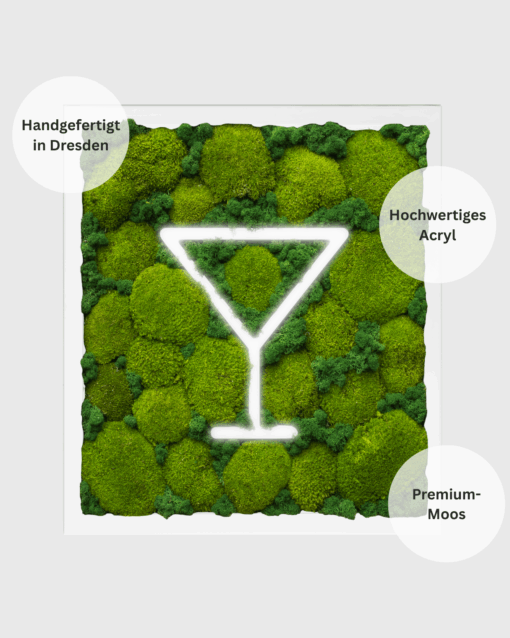 Moosbild Cocktail I Ballenmoos-Mix I Heller Rahmen I Weißer Hintergrund I Lang